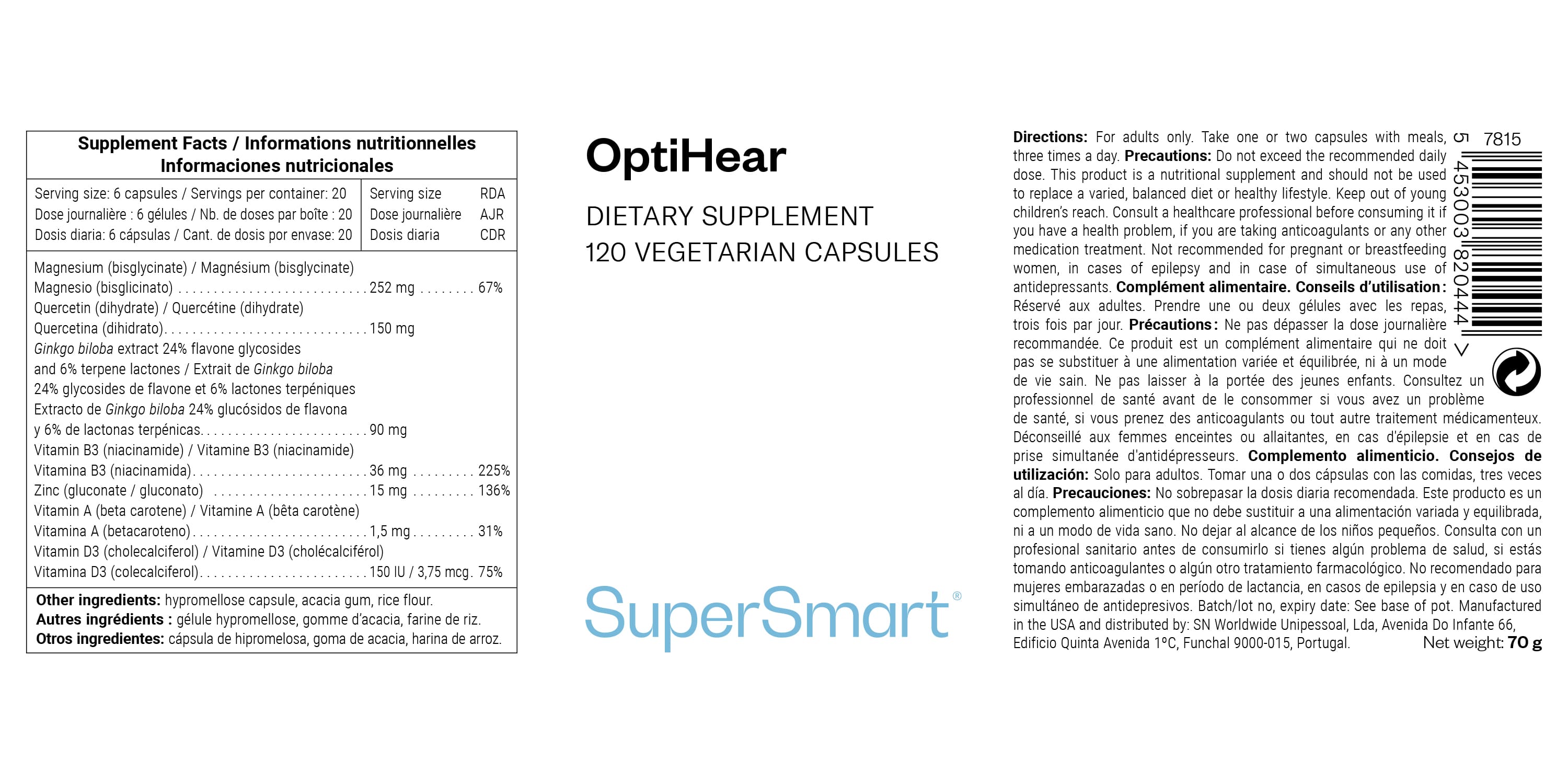 Complément alimentaire pour l'audition