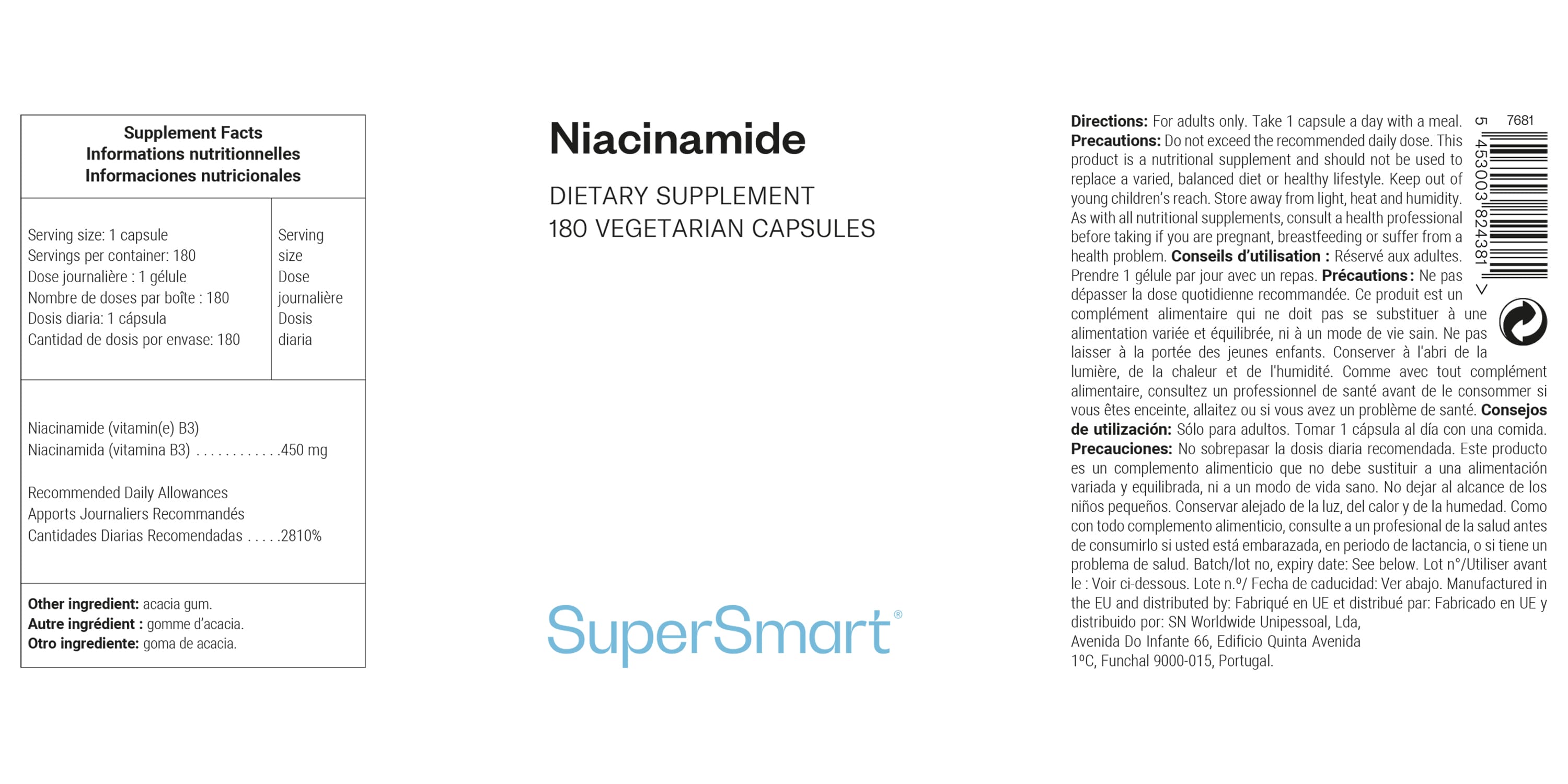 Complément alimentaire de niacinamide ou vitamine B3