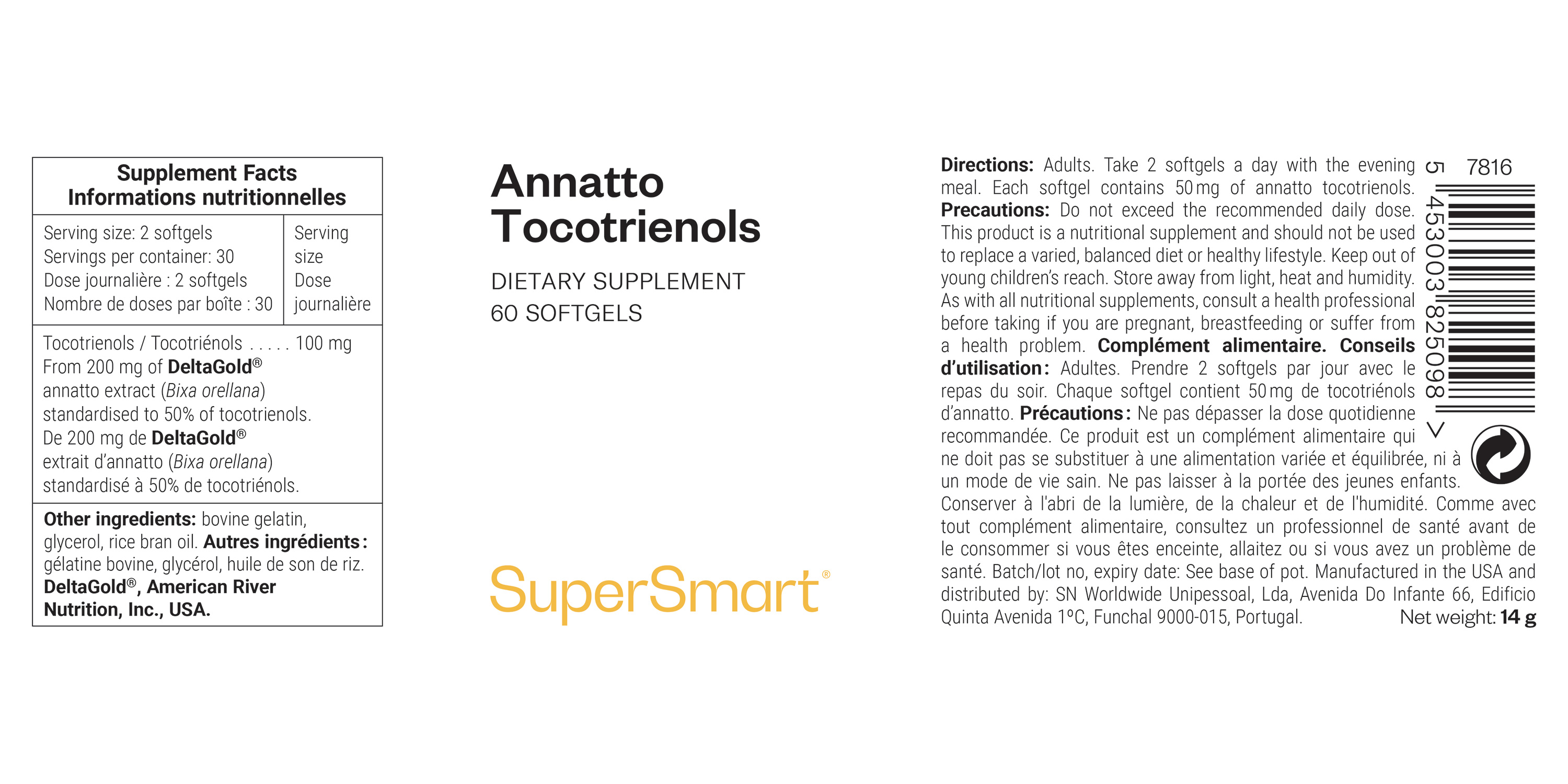 Supplément de Tocotriénols d'Annatto