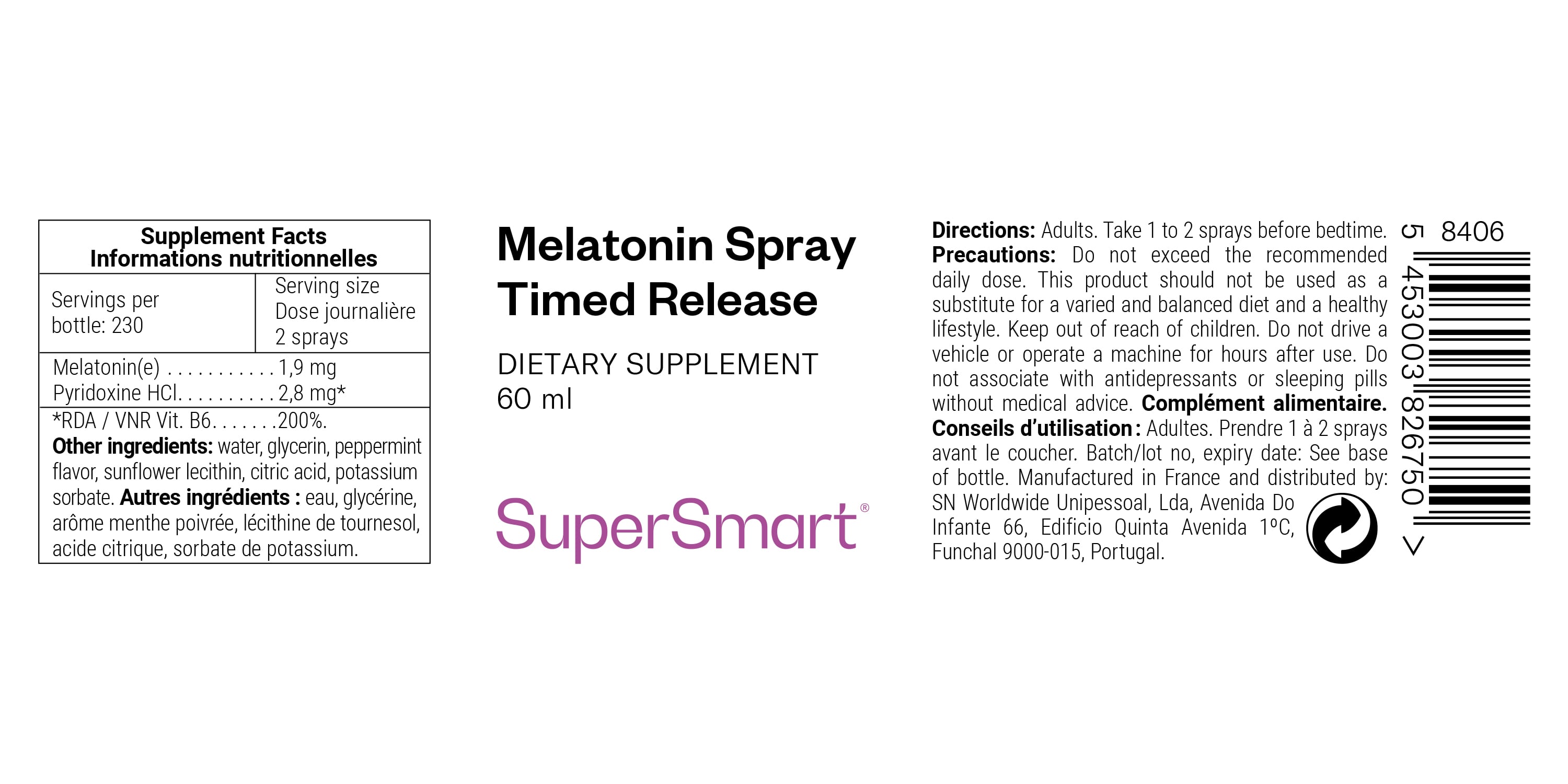 Complément alimentaire de mélatonine sous forme de spray